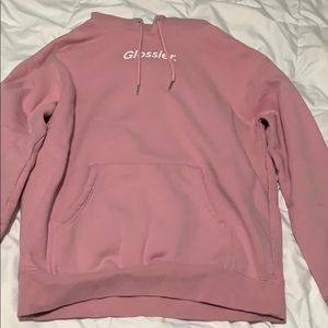 EUC pink glossier hoodie medium